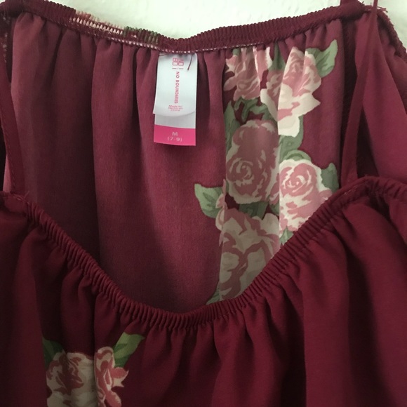 Off Shoulder Burgundy Floral Top Pretty! - Picture 4 of 4